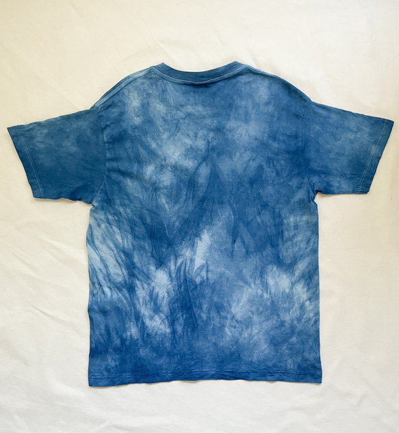 送料無料 MOONLIGHT Tシャツ1 月光 藍染 絞り染　オーガニックコットン使用　 4枚目の画像