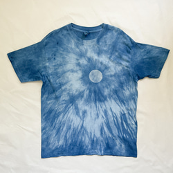 送料無料 MOONLIGHT Tシャツ1 月光 藍染 絞り染　オーガニックコットン使用　 1枚目の画像
