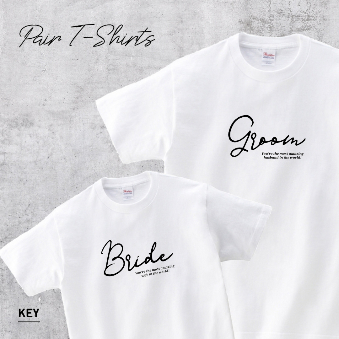 Bride   and  Groom ペア　Tシャツ　ウェディングフォト 楽天市場】GROOM and BRIDE 新郎新婦Tシャツ 2枚セット
