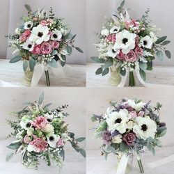 オーダーメイドブーケ22,000円～/くすみピンク×白××グリーン(アネモネ