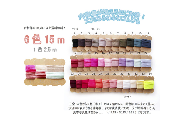【選べる6色】 計15m 超伸縮 洗ってもダレずらい マスク用 ふわふわ ゴムひも お気に入りマスクのゴムひも取り替えに 1枚目の画像