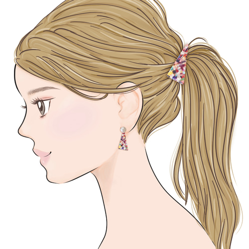 着画イラスト ハンドメイド作家さま ポニーテール 女性横顔 SNS映え 