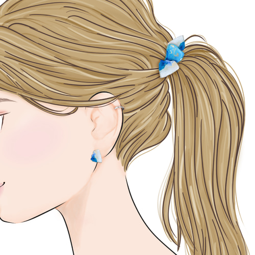 着画イラスト ハンドメイド作家さま ポニーテール 女性横顔 SNS映え 
