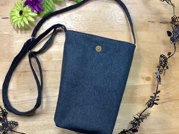 [Walk Pochette] Old Denim Indigo Blue String Length Adjustable F 第3張的照片