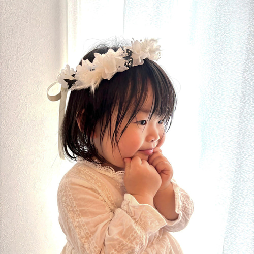 送料無料】男の子にも人気 ベビー キッズ 花冠 ~natural white