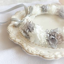 【送料無料】ベビー　キッズ　花冠　~gray white~  花かんむり　はなかんむり　結婚式　子供用　誕生日 6枚目の画像