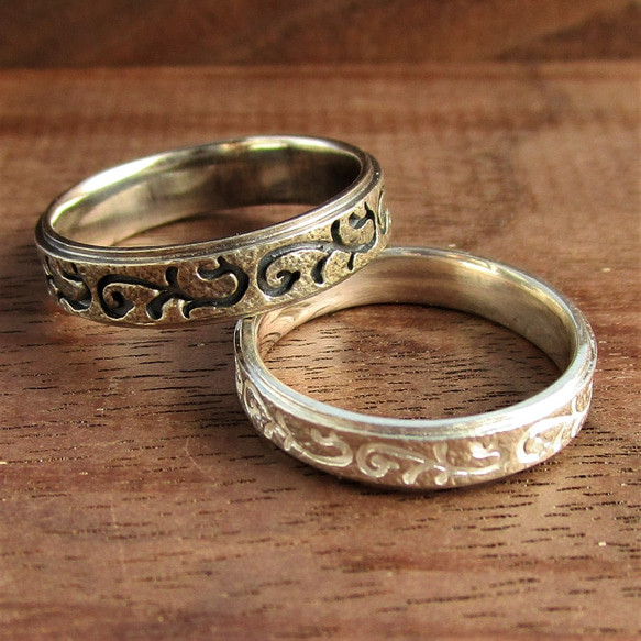 【ペア特別価格】吉祥文様の唐草•リング【スターリングシルバー製/ボタニカルモチーフ】