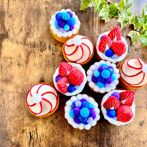 おままごと☆フェルトのタルトケーキ屋さん 3個セット おもちゃ・人形