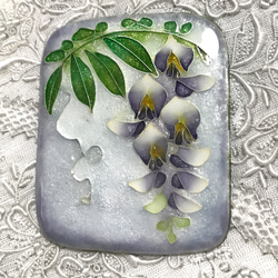 手作り七宝焼 葉っぱにてんとう虫のブローチ 純銀張有線七宝 銀線と