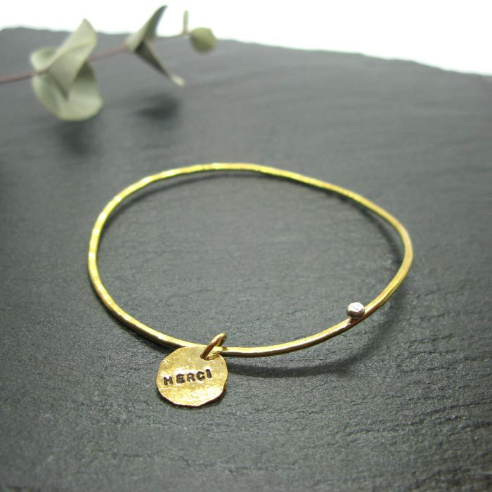 クローズドバングル　*pebble*　※文字入れあり　（真鍮）