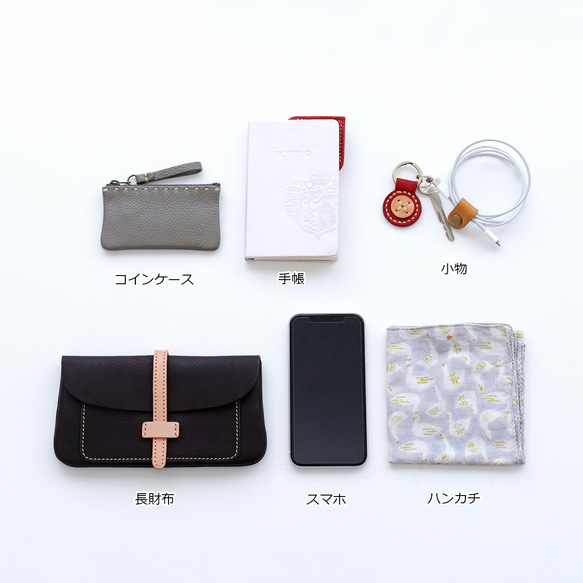 大人気！大人のサコッシュ2wayレザーショルダーバッグ 長財布も入る Square/L 旅行に（ブラック）. 13枚目の画像