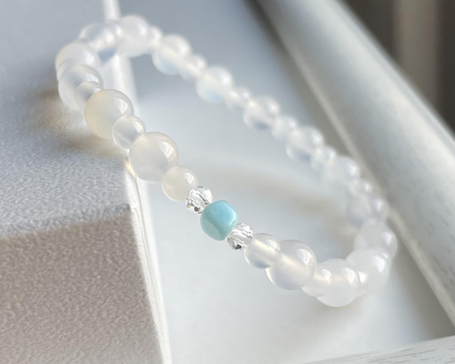 ♪カリブ海の宝石・ラリマー♪ ホワイトカルセドニー、水晶の