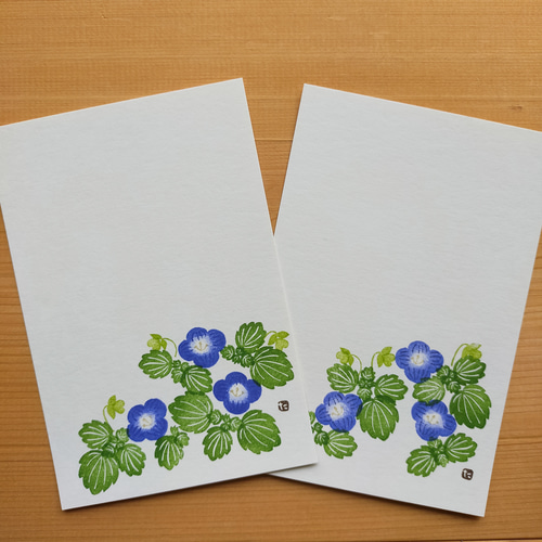 no.8『オオイヌノフグリ』・季節の草花で彩る手捺し原画ポストカード