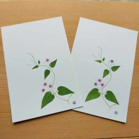 no.19『ヘクソカズラ』・季節の草花で彩る原画手捺しポストカード（2枚入り） 1枚目の画像