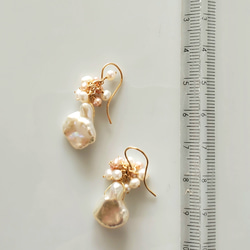 ~天然石花束~ K14gf 罌粟珍珠與淡水珍珠耳環 第7張的照片
