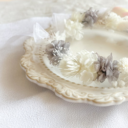 【送料無料】ベビー　キッズ　花冠　~gray white assort~  花かんむり　結婚式　子供用　誕生日 3枚目の画像