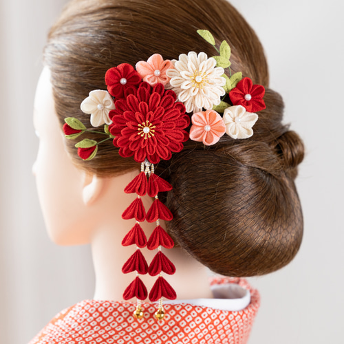 つまみ細工 髪飾り 成人式 結婚式 卒業式 753 振袖 着物 和装 前