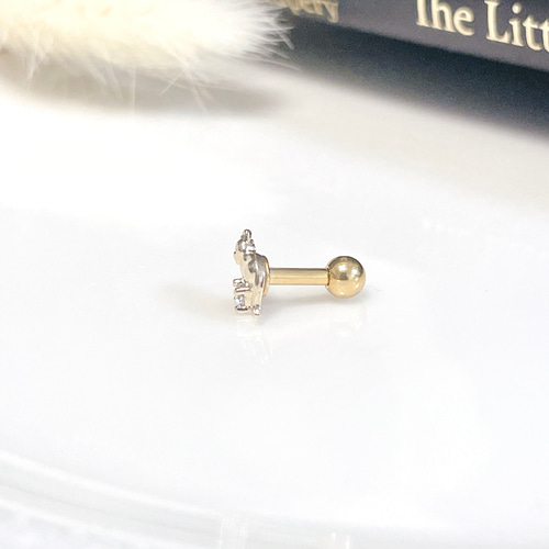 猫 ジルコニア キャット ボディピアス ゴールド 14G 16G 18G 軟骨