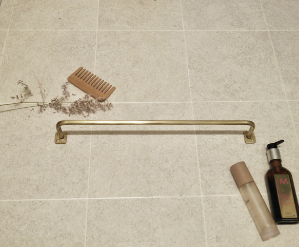 タオルハンガー W470 真鍮タオルバー タオルバー/真鍮/壁掛けラック 1枚目の画像