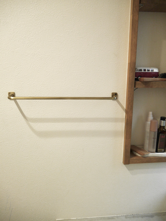 タオルハンガー W470 真鍮タオルバー タオルバー/真鍮/壁掛けラック 2枚目の画像