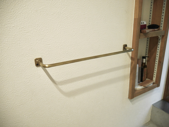 タオルハンガー W470 真鍮タオルバー タオルバー/真鍮/壁掛けラック 3枚目の画像