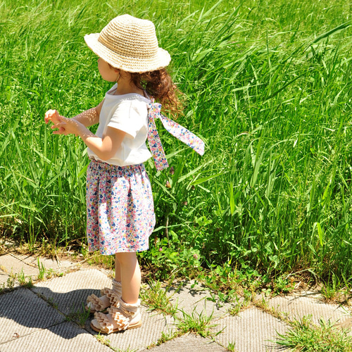 花柄スカート＆バックリボンTシャツ セットアップ 80～130cm 子供服