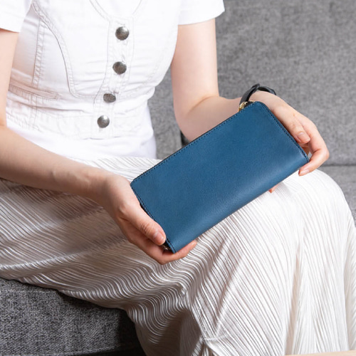 小さい長財布 TIDY2.0】栃木レザー 日本製 メンズ レディース ネイビー