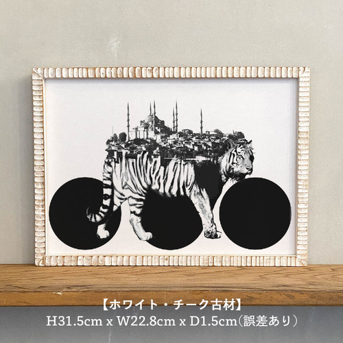 Tiger x Istanbul 「モノクロアート 動物街」A4 モノトーン ポスター +