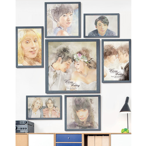 写真から精密模写し、リアル水彩画風の似顔絵を作ります！冠婚