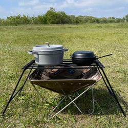 スノーピーク 焚き火台L用　アイアンレッグ　ロストル&スタンド　WIDEタイプ　ソロキャン調理台　アイアンラック 3枚目の画像