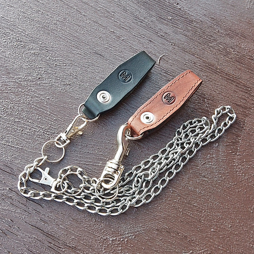 ベルトループ 男女兼用 バイカー ロック メタル パンク 本革 ヌメ革