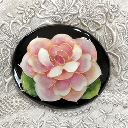 手作り七宝焼 バラのブローチ 銀線と銀箔 銀張有線七宝 ブローチ