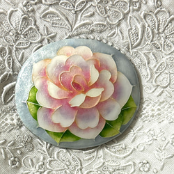 手作り七宝焼 バラのブローチ 薔薇 ばら 銀線と銀箔 銀張有線七宝