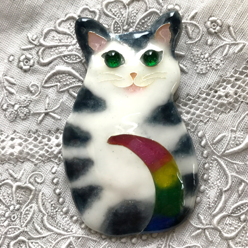 有線七宝（銀）猫のペンダント（チョーカーB ネコ　ねこ 有線七宝（銀）猫のペンダント（チョーカーB ネコ ねこ アクセサリー