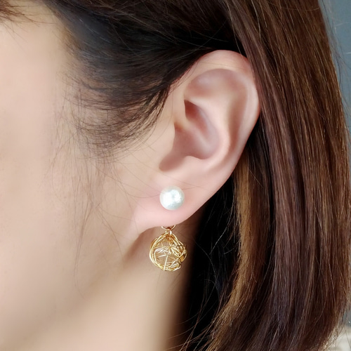 新色ボルドー追加！ 900点以上SOLD！ぐるぐるワイヤーピアス