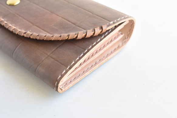 革の手染め財布 「チョコレート  No.31（長財布）」 3枚目の画像