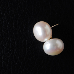 淡水 ベビーパール スタッドピアス 真珠 グレー sv925 ボタン ss-6