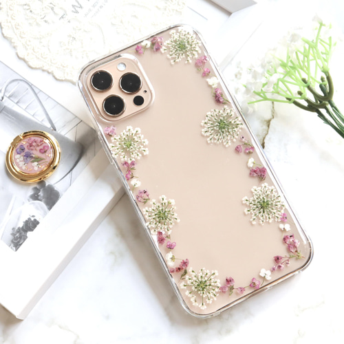 オーダー 押し花 ケース iPhone・Android 押し花 iPhoneケース アネモネ(赤×赤) | Coloring