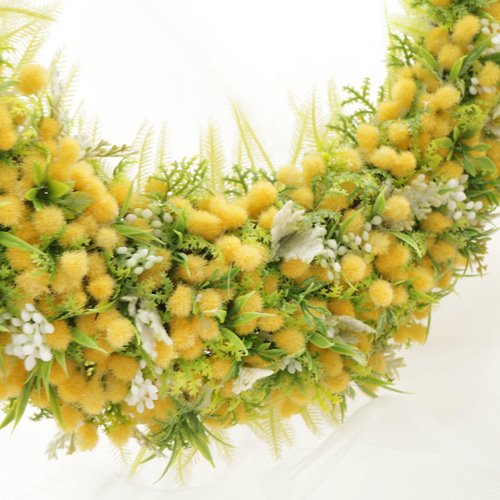 春色　ミモザ　ミモザリース　三日月Wreath 幸せのお月様＊ミモザ三日月リース＊ミモザムーンリース