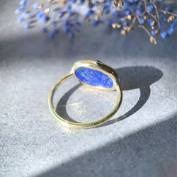【受注製作】クリスタルクォーツ × ラピスラズリ 真鍮リング（silver950変更可） 7枚目の画像