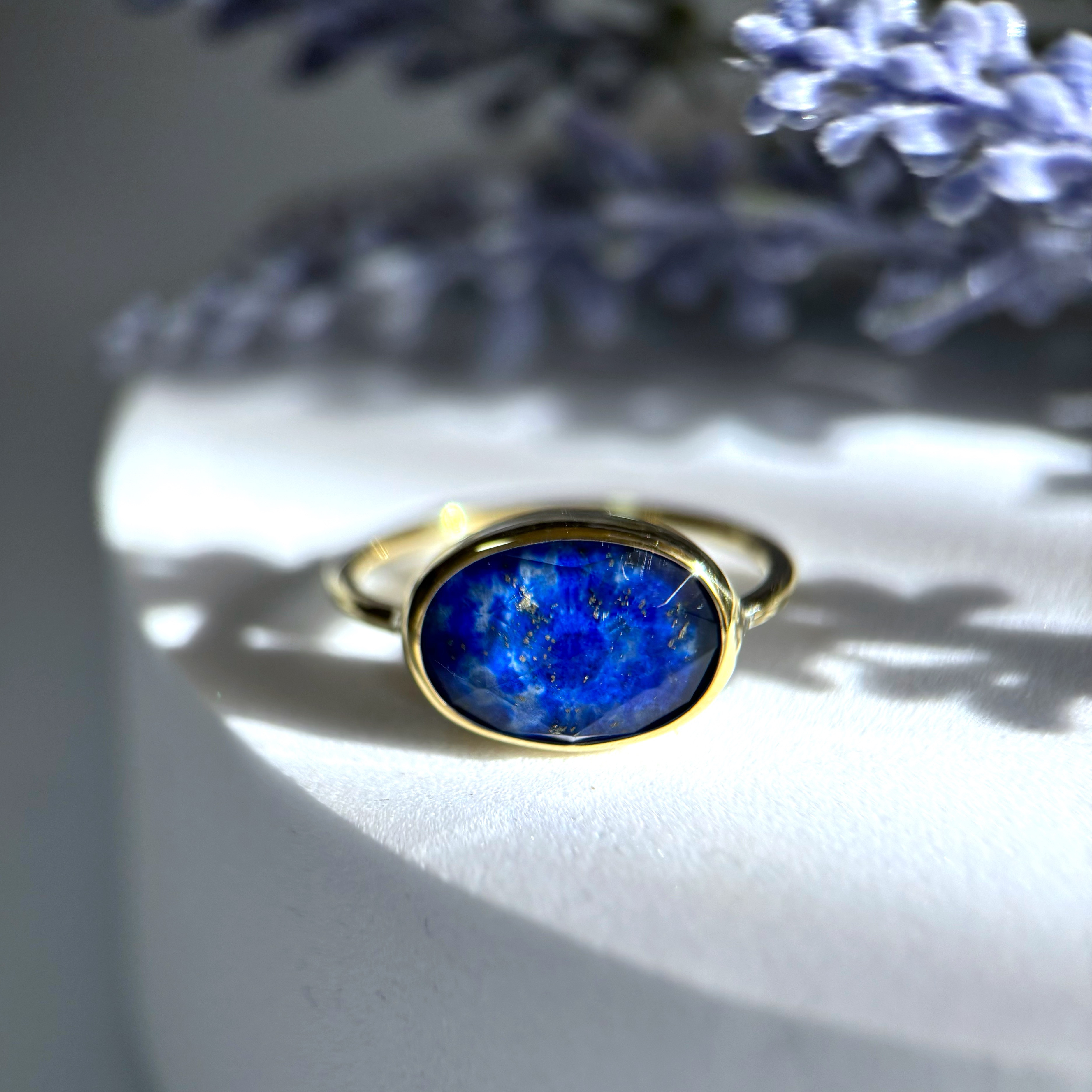 【受注製作】クリスタルクォーツ × ラピスラズリ 真鍮リング（silver950変更可）