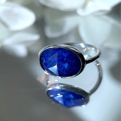 【受注製作】クリスタルクォーツ × ラピスラズリ 真鍮リング（silver950変更可） 11枚目の画像