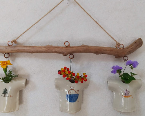 陶器　花器 花瓶 陶器 花器 一輪挿し フラワーベース 角柱面取り花入れ