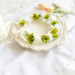 【送料無料】ベビー　キッズ　花冠　~greentea~  花かんむり　はなかんむり　結婚式　子供用　誕生日 6枚目の画像