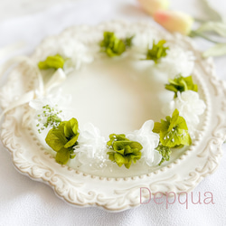 【送料無料】ベビー　キッズ　花冠　~greentea~  花かんむり　はなかんむり　結婚式　子供用　誕生日 1枚目の画像