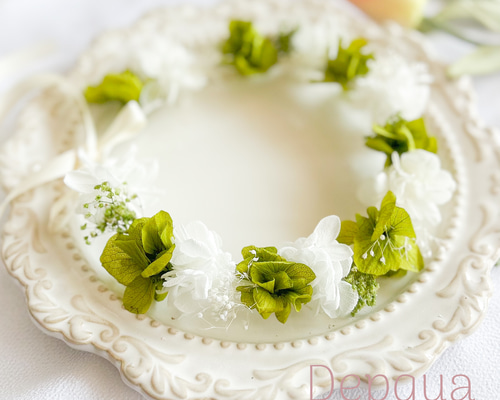 おかぴページ　花冠　ベビー　キッズ　花かんむり　greentea 送料無料】ベビー キッズ 花冠 ~greentea~ 花かんむり はなかん