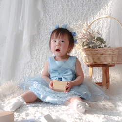 【送料無料】ベビー　キッズ　花冠　~blue silver~  花かんむり　はなかんむり　結婚式　子供用　誕生日 5枚目の画像
