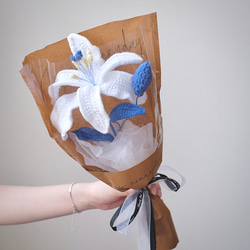 枯れない花束/枯れない愛】ハンドメイド 花束 かぎ針編み 百合ユリ