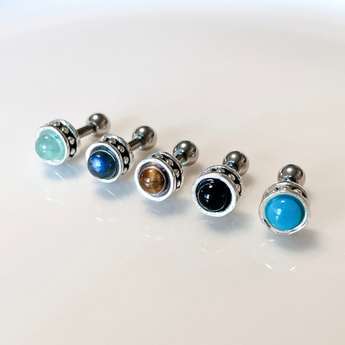 天然石 ジェンダーレスピアスシリーズ タイガーアイ ボディピアス 14G