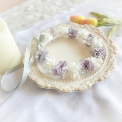 【送料無料】ベビー　キッズ　花冠　~lavendersilver~  花かんむり　はなかんむり　結婚式　子供用　誕生日 9枚目の画像